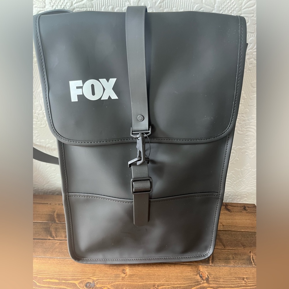 New Rains Waterproof Black Backpack (fox branded)